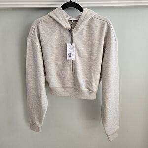 WEWOREWHAT Heather Gray Cropped 1/2 Zip Hoodie NWT Medium